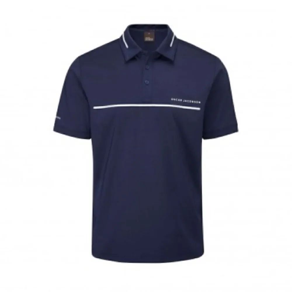 Oscar Jacobson Marsden Golf Polo Navy White L  Neat & Sharp Tech Performance